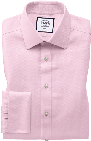 Slim Fit Non-iron Pink Arrow Weave Shirt - Shirt (400x485), Png Download