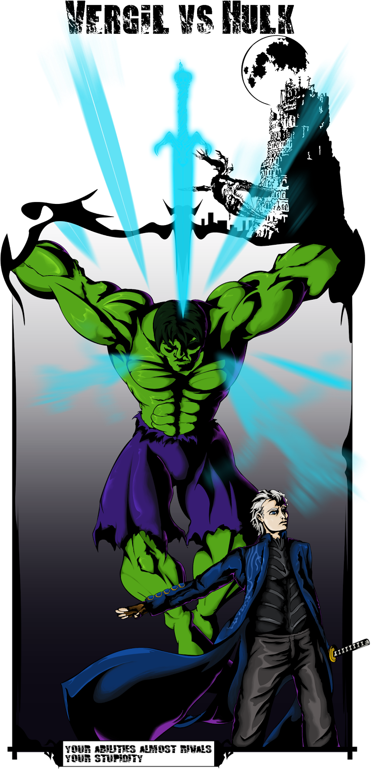 Pardon My Different Colour/shading Styles In Each Character - Vergil Vs Hulk (780x1600), Png Download