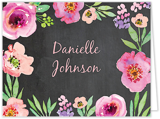 Watercolor Blossom Folded Note - Watercolor Bridal Shower (chalkboard) Invitation (620x502), Png Download