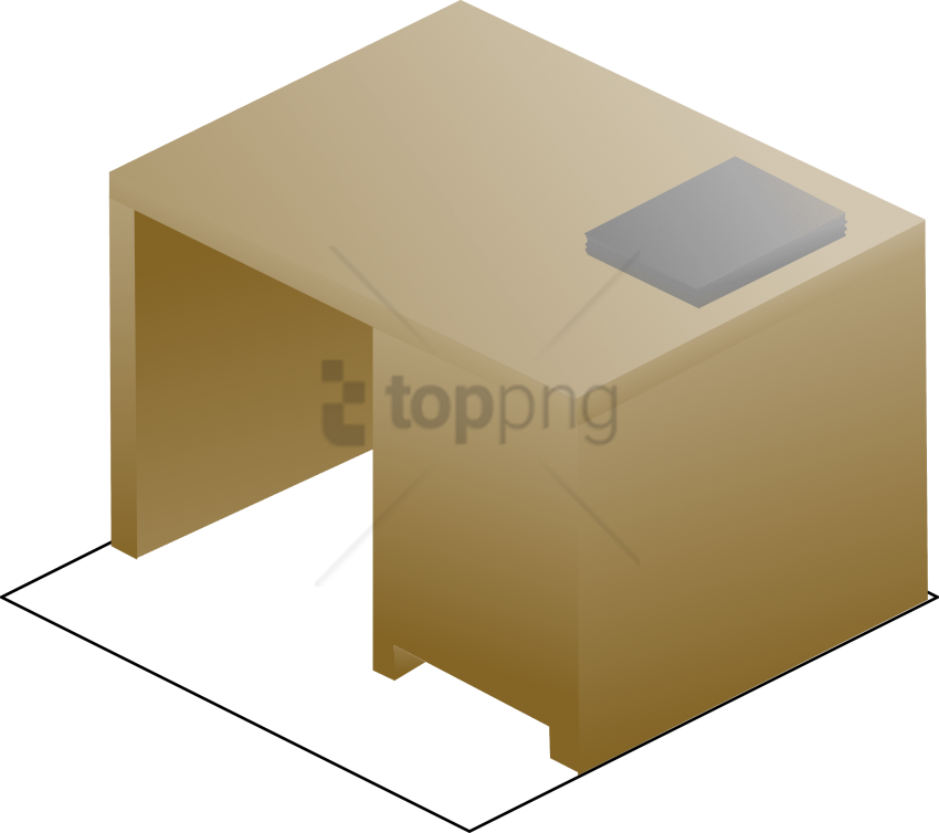 Desk Clipart Wood Table - Desk (555x492), Png Download