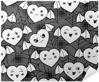 Seamless Halloween Kawaii Cartoon Pattern With Cute - Cartoon (400x400), Png Download
