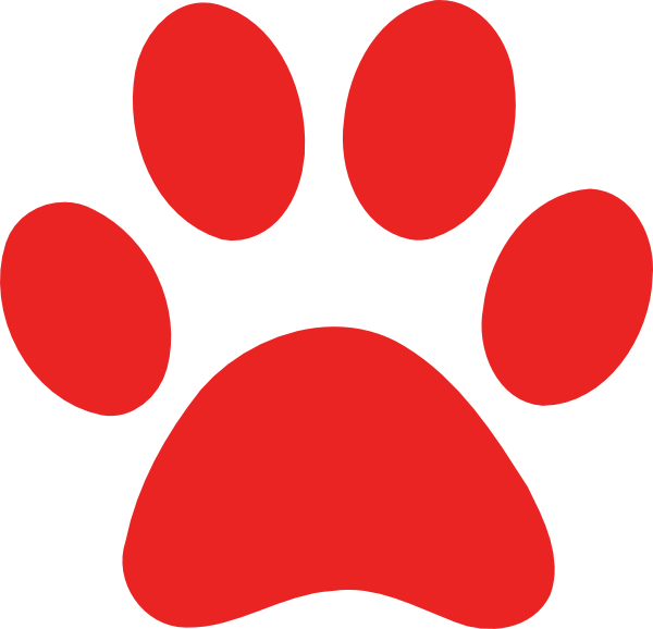 Paw Clipart Big - Red Dog Paw Print (600x578), Png Download