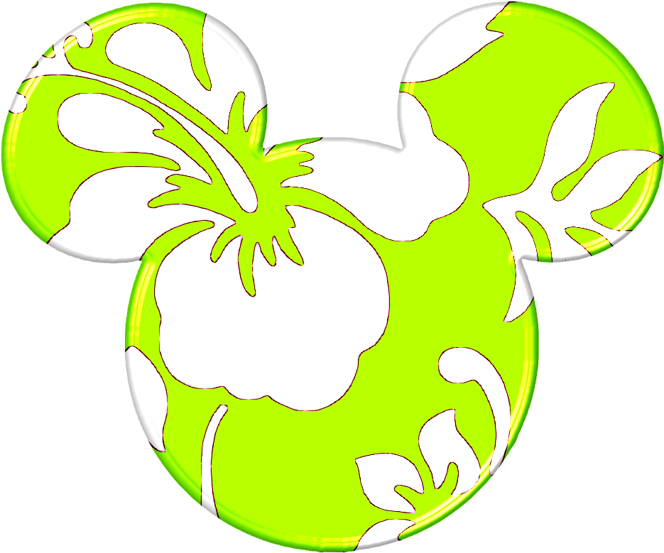 Mickey Heads Hawaiian Style Mickey Minnie Hello Kitty - Hawaiian Mickey Mouse (952x917), Png Download