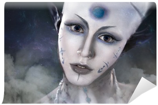 Beautiful Girl With The Mysterious Make-up Alien Wall - Swallowed ... Into The Pit (400x400), Png Download