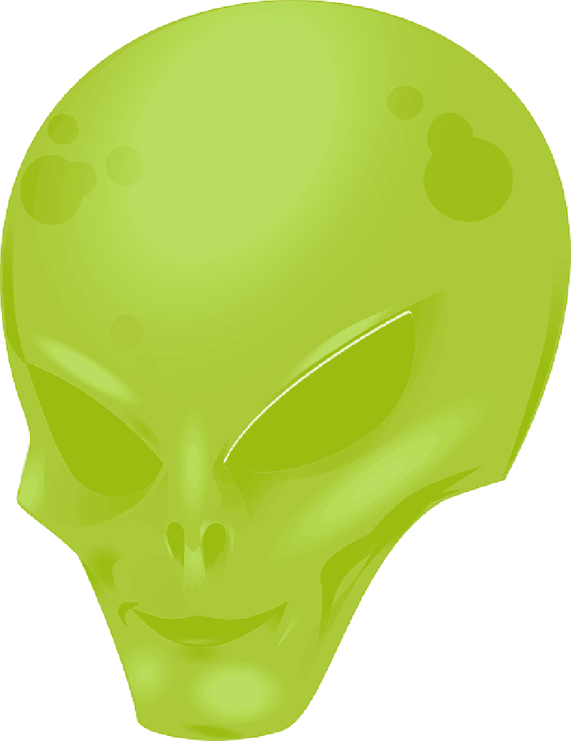 Alien, Martian, Cosmic, Face, Green, - Skull (800x1038), Png Download