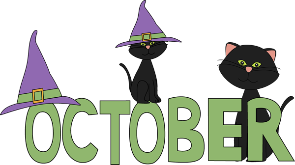 October Black Cats Clip Art October Black Cats Image - October Month Clip Art (600x336), Png Download