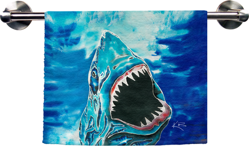 Shark Attack Hand Towel - Live Free Shark Attack Beach Towel (500x293), Png Download