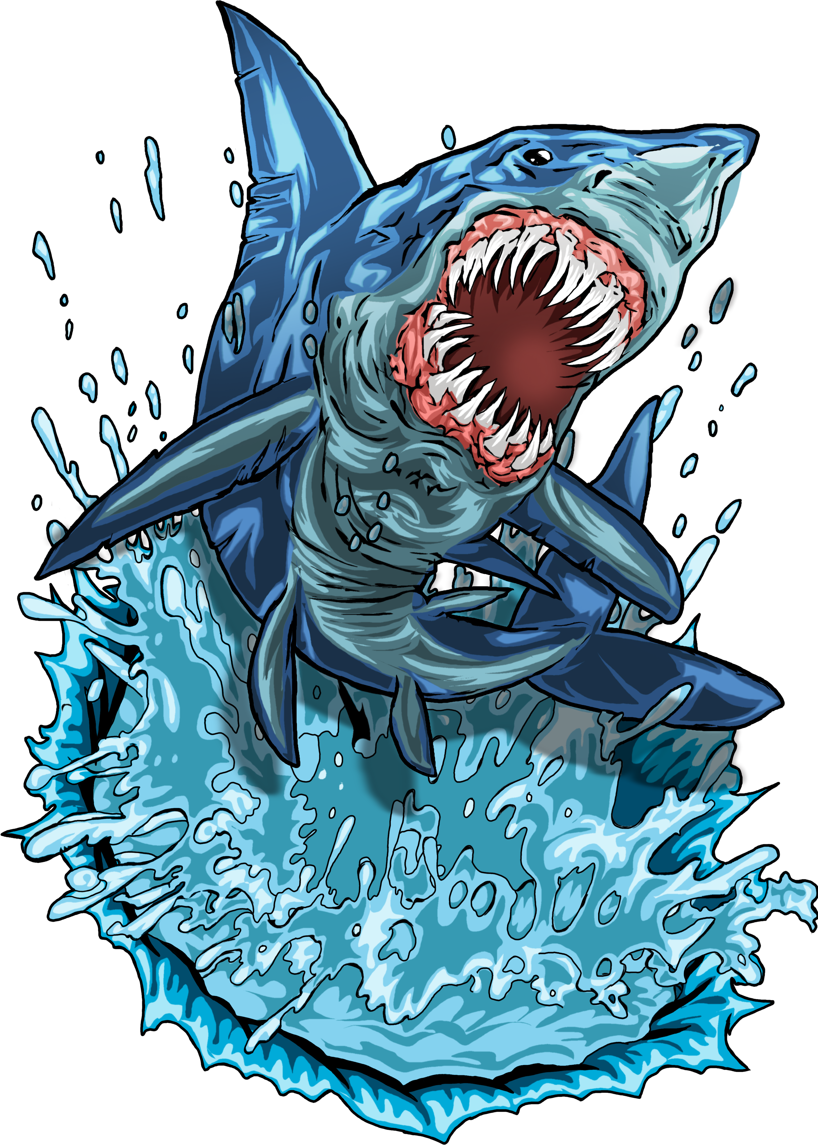 Shark Attack Die Cut Decal - Decal (3307x4724), Png Download