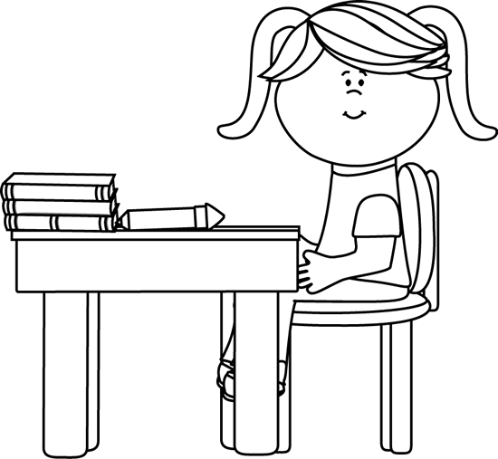 Download Kids Sit At Your Desk Clipart Black And White Png Image