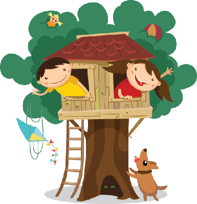 Clip Art Free Stock Children In The Treehouse Preschool - Tree House Clipart (385x399), Png Download