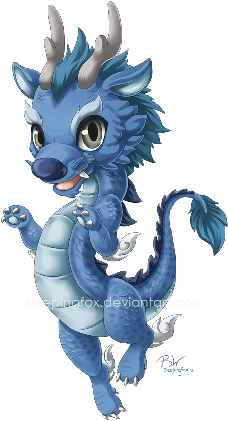 Water Dragon Commission By Sleepingfox - Cute Baby Dragon (500x871), Png Download