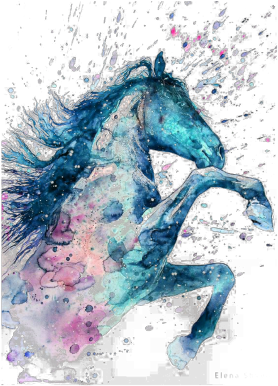 Caballos Acuarela (480x480), Png Download