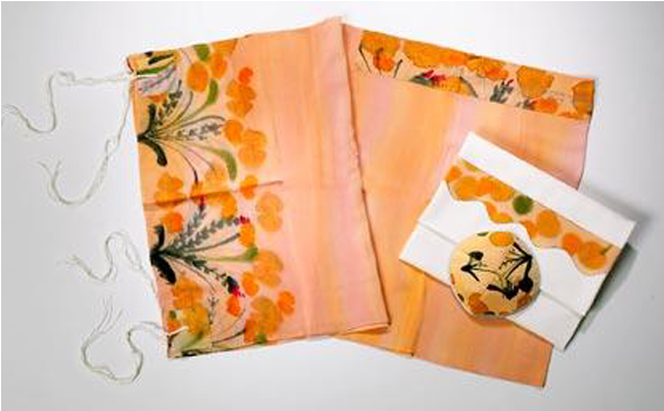 Peach - Peach Women’s Tallit With Floral Design By Galilee (600x600), Png Download