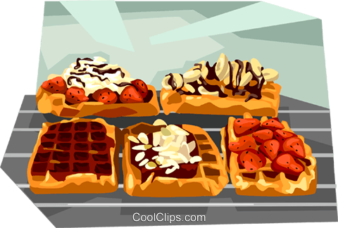Belgium Waffles Royalty Free Vector Clip Art Illustration - Waffles With Many Toppings (480x324), Png Download