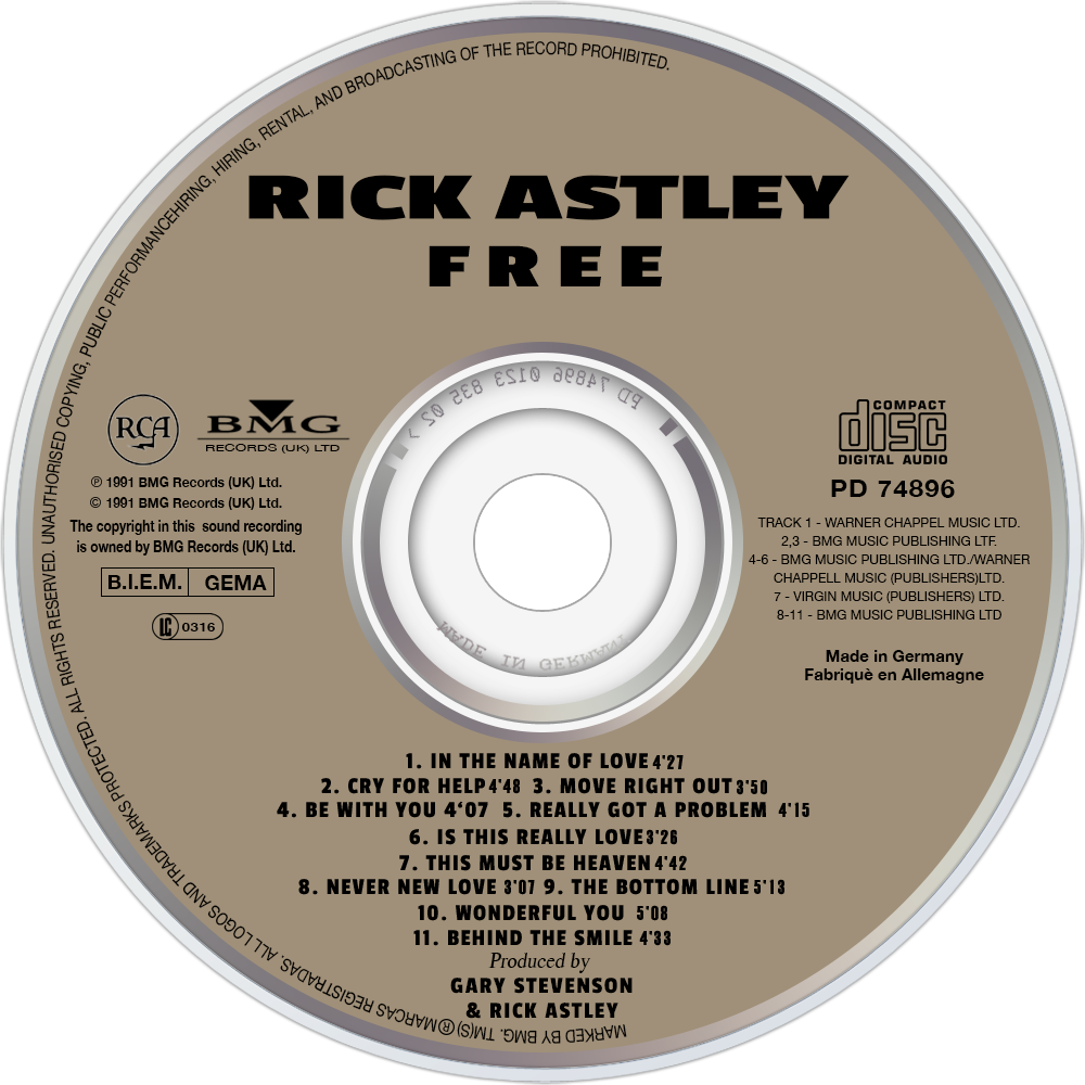 Rick Astley Free Cd Disc Image - Cd (1000x1000), Png Download