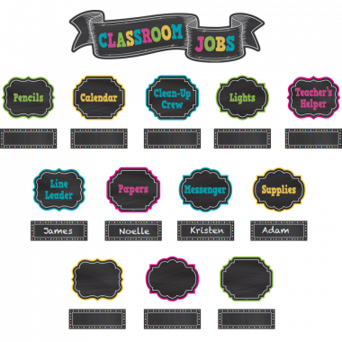 Chalkboard Brights Classroom Jobs Mini Bulletin Board - Chalkboard Brights Classroom Jobs (380x380), Png Download