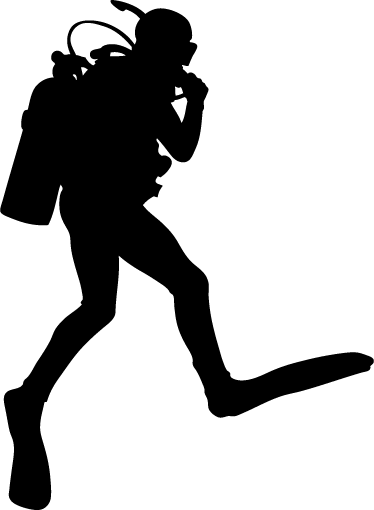 Diver Clipart Silhouette - Scuba Diver Silhouette (374x510), Png Download