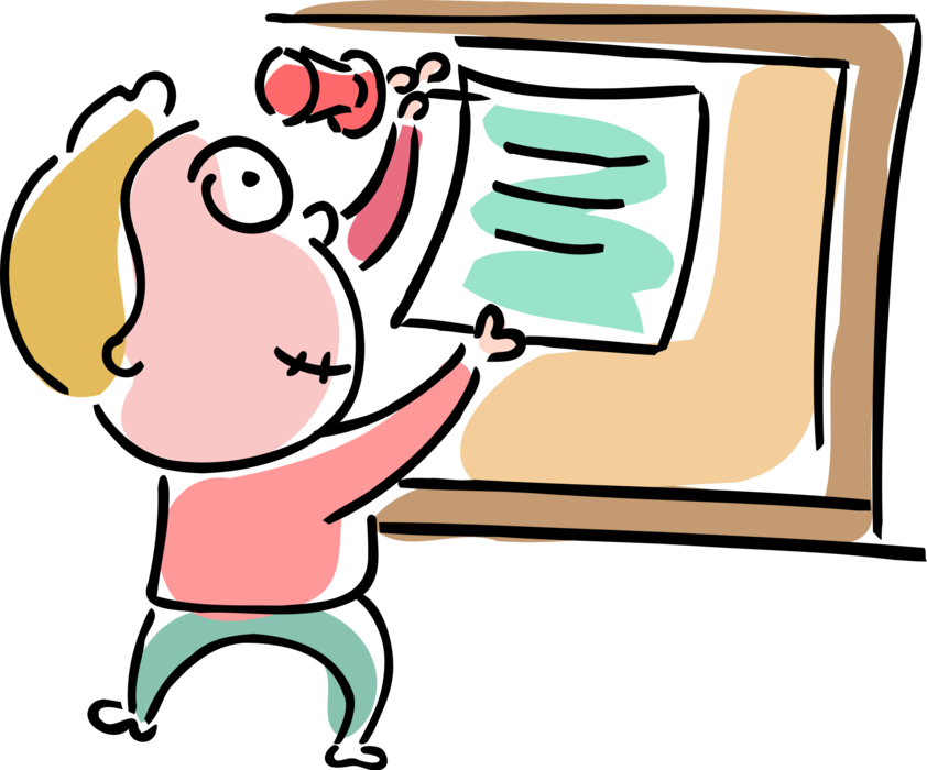 Vector Illustration Of Businessman With Push Pin Thumbtack - Bulletin Board (842x700), Png Download