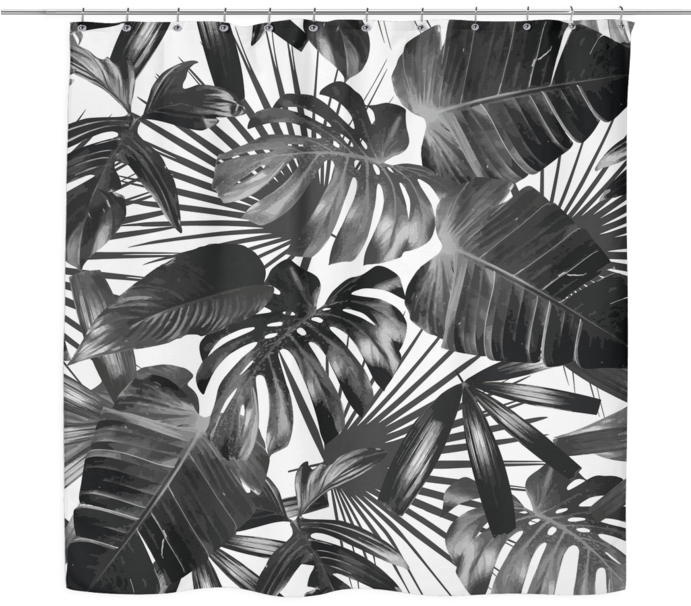 Wild Palm Shower Curtain - Black And White Palm Tree (690x690), Png Download