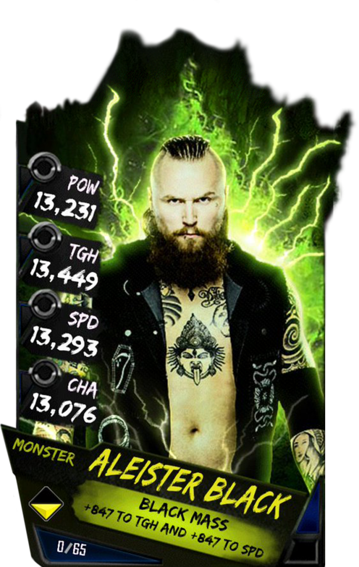 Supercard Aleisterblack S3 14 Wrestlemania33 Fusion - Wwe Supercard Monster Cards (733x1158), Png Download