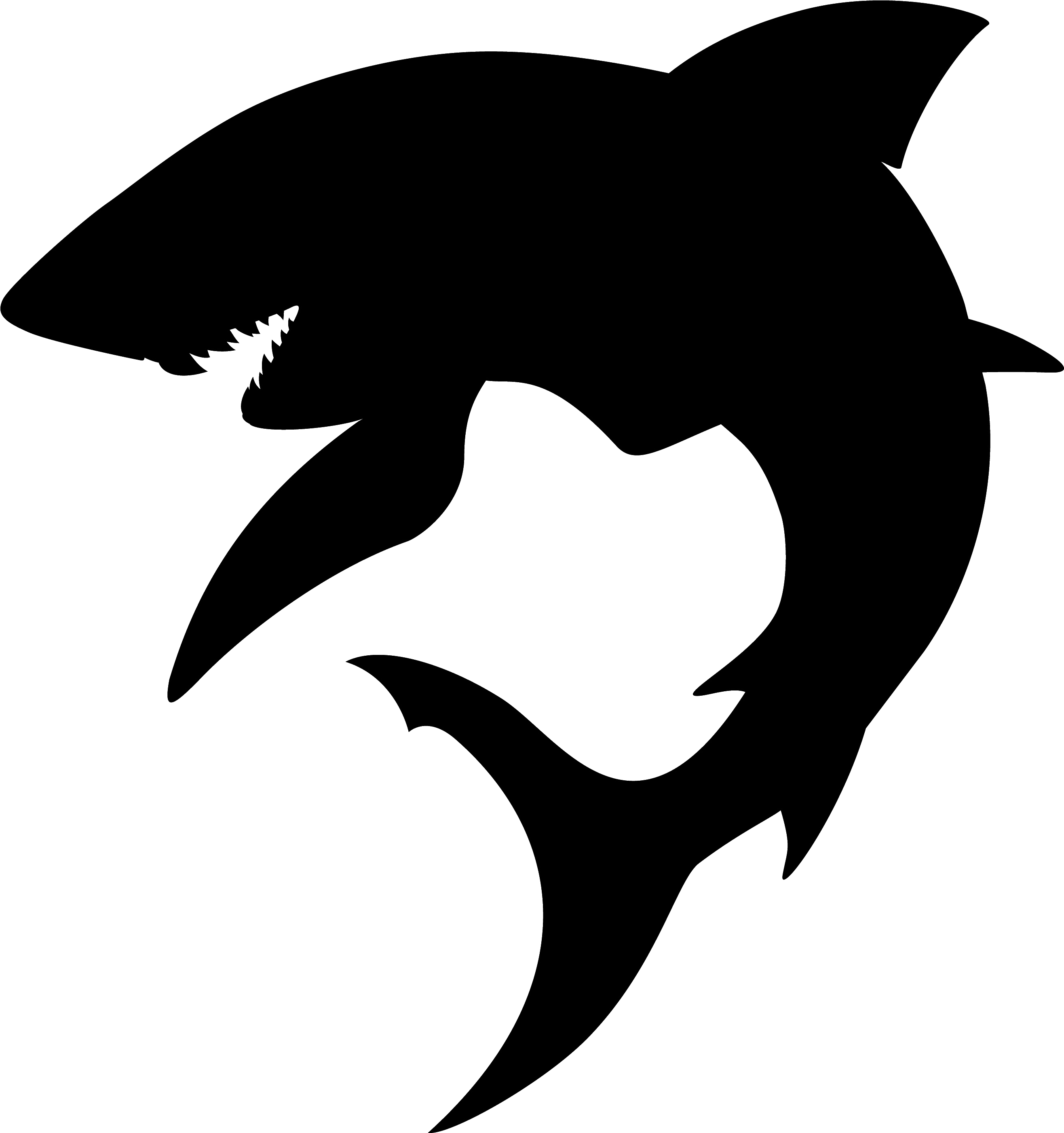 Great White Shark Silhouette Tattoo - Shark Silhouettes (2789x2968), Png Download