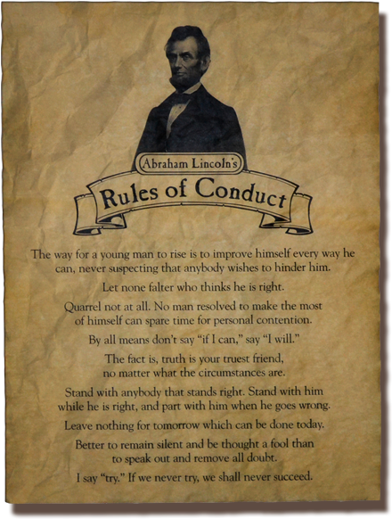 Abraham Lincoln Rules Of Conduct - Abraham Lincoln (519x616), Png Download