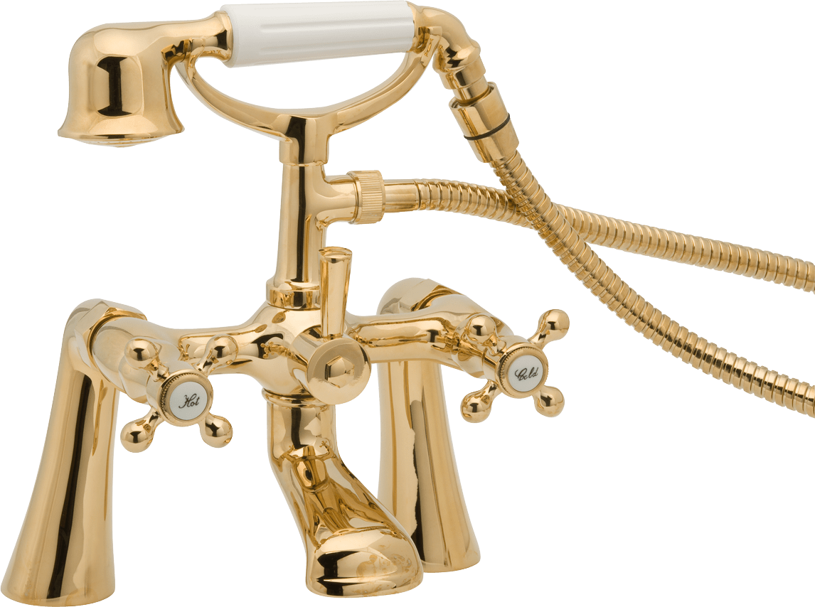 Download - Deva Tud03/501 Tudor Gold Bath Shower Mixer (1146x854), Png Download