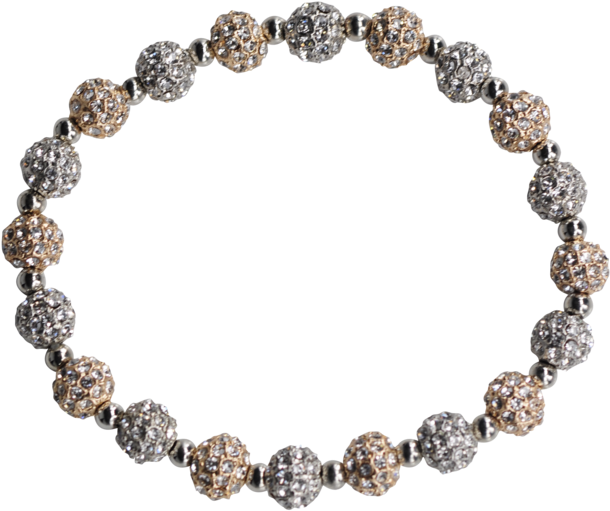 Gold/silver Crystal Disco Ball Stretchy Beaded Bracelet - Bracelet (1024x680), Png Download