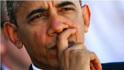 Obama - Pensive Obama (697x244), Png Download