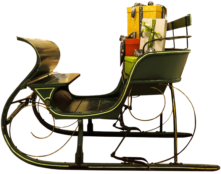 Santa Claus Sleigh - Weihnachts Schlitten Png (960x711), Png Download