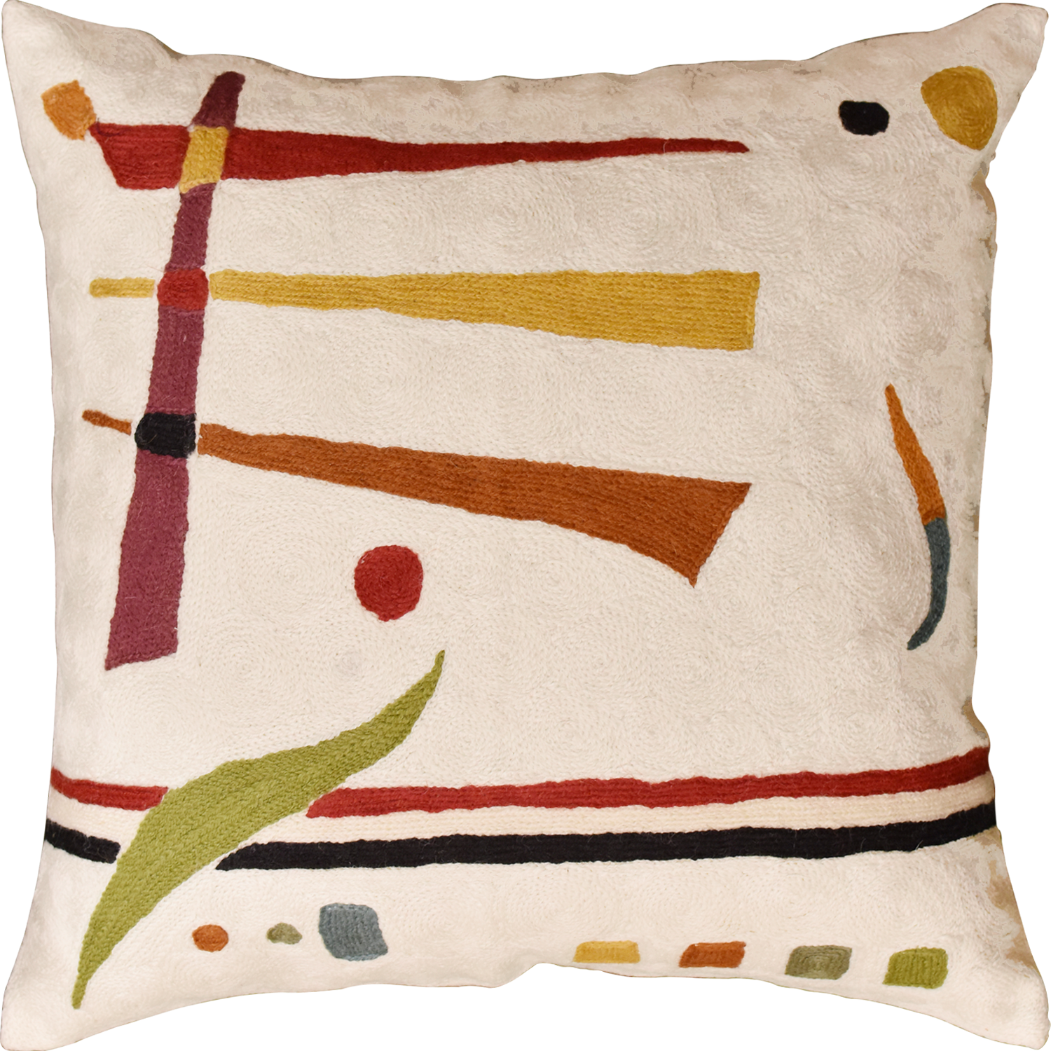 Kandinsky Off White Elements Accent Pillow Cover Handembroidered - Black Bear Accent Pillow (1500x1500), Png Download