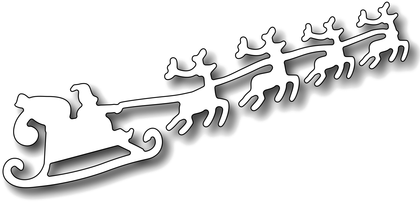 Santa Sleigh Png High-quality Image - Santa Sleigh And Reindeer Stencil (1709x907), Png Download