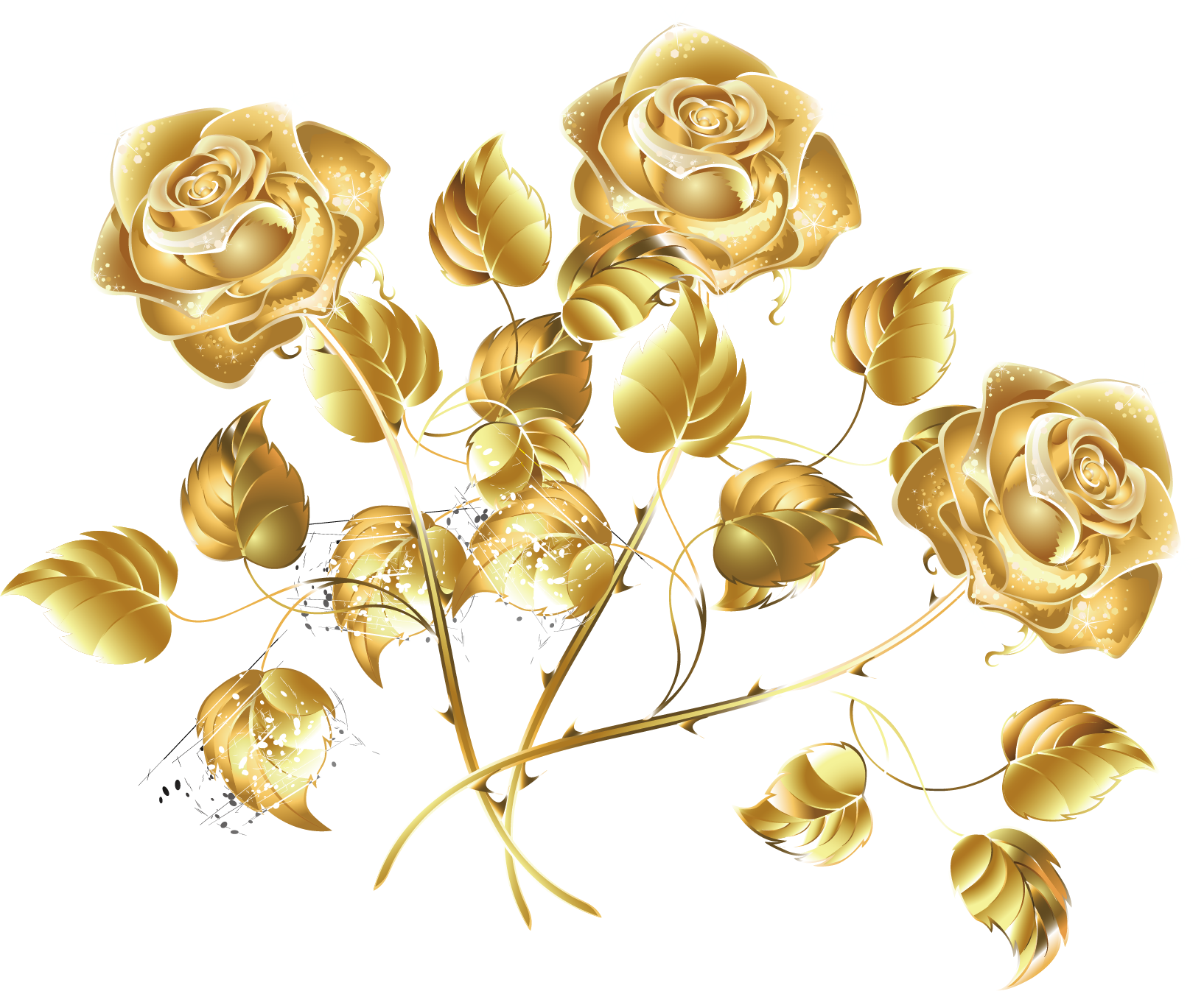 Golden Flower Png - Golden Rose Png (1634x1346), Png Download