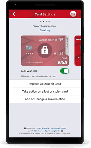 Bank Of America Debit Card Lock/unlock App - Bank Of America Core Checking Card (420x532), Png Download