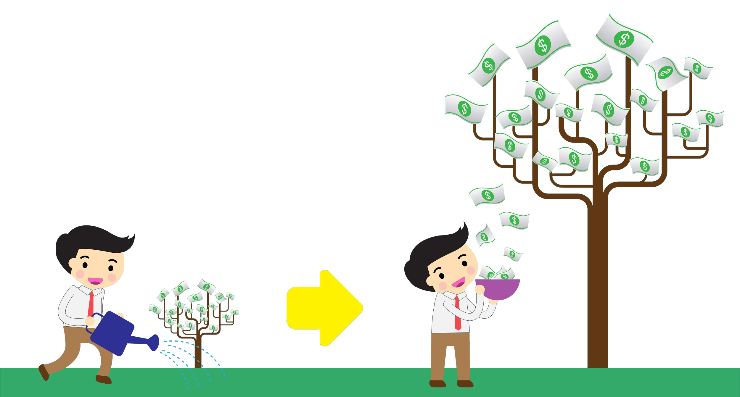 Growing Money Tree - Idea (2500x1342), Png Download