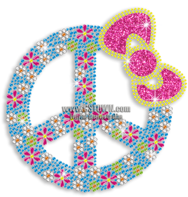 Vegas Show Colorful Peace Sign With Bow Nailhead Neon - Glitter Peace Sign (450x450), Png Download