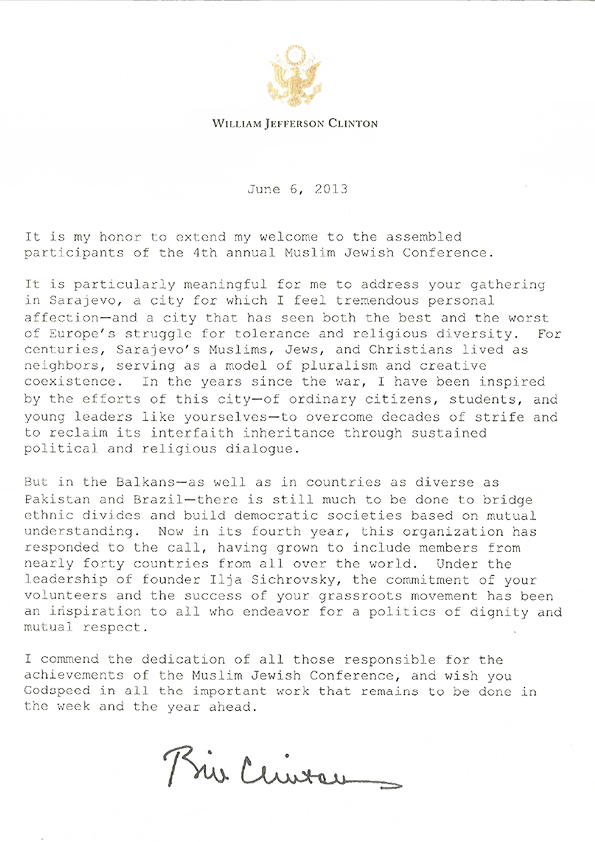 President Clinton's Letter To Mjc - Greetings To The President (595x842), Png Download