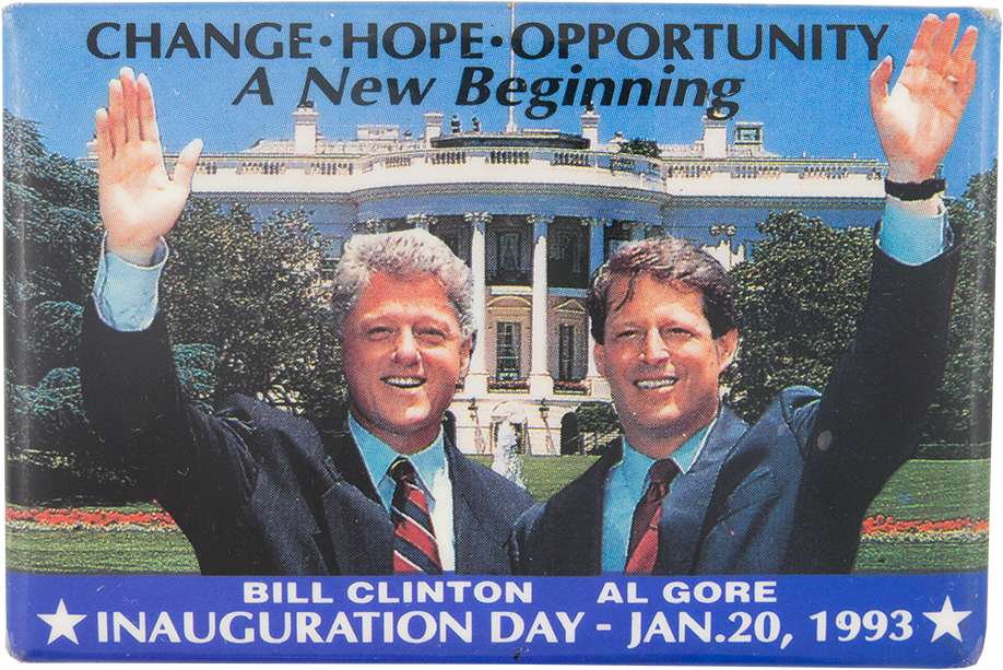 Clinton Gore Inauguration Day Political Button Museum - Clinton On His Inauguration Day (1000x689), Png Download