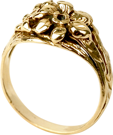 Flower Design Gold Ring Png Image - Кольцо На Прозрачном Фоне (384x460), Png Download