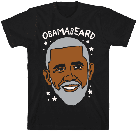 Obamabeard White Print - T-shirt (484x484), Png Download