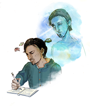 By A Process Of Slowing The Mind, And Writing Down - Illustration (480x416), Png Download