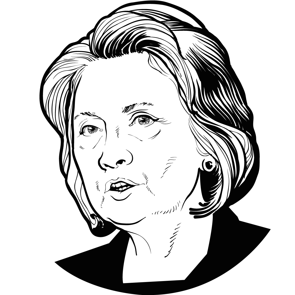 Drawing Obama Senator - Hillary Clinton Line Drawing (1200x1220), Png Download