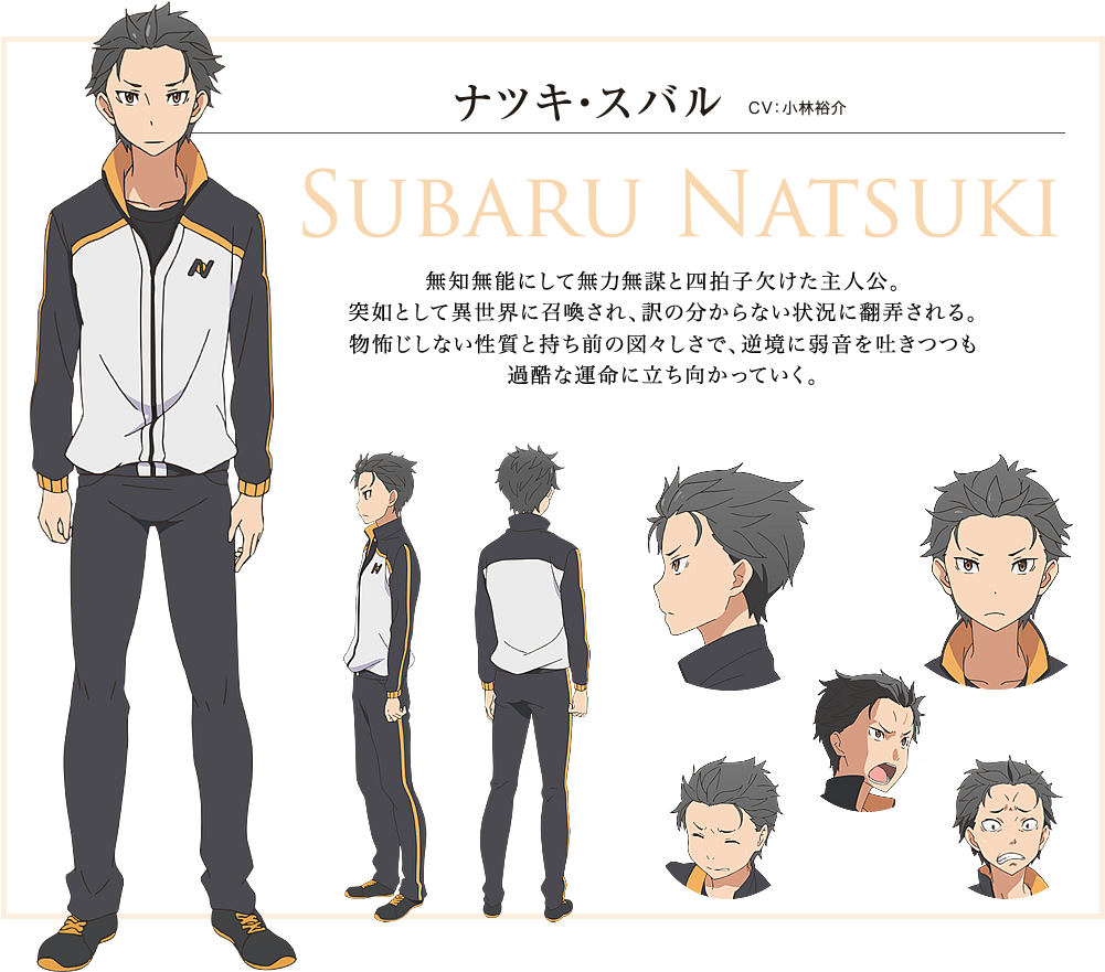 Natsuki Subaru Character Art - Re Zero Main Character (1100x900), Png Download
