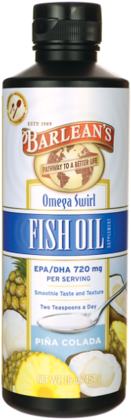 Barlean's Omega Swirl Fish Oil Pina Colada 16 Oz Liquid - Barlean's Pina Colada Fish Oil Swirl, 16-ounce By Barlean's (640x640), Png Download