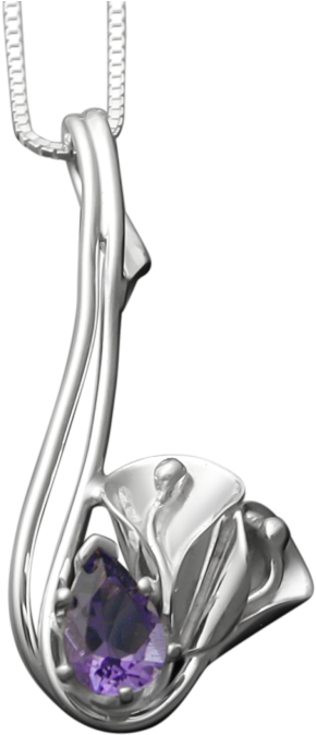 Calla Lily Pendant With Amethyst - Locket (1024x768), Png Download