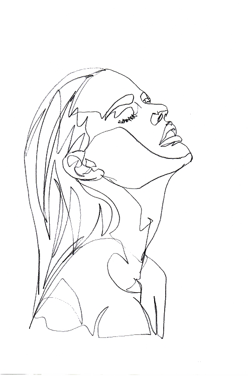 Line Drawing Credit To Artist - One Line Portrait Drawing (494x750), Png Download