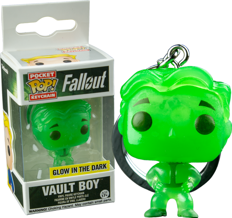 Vault Boy Green Glow In The Dark Pocket Pop Vinyl Keychain - All Fallout 4 Pop Vinyl Figures (768x723), Png Download