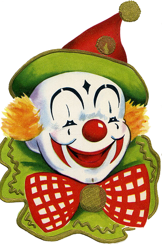 Cute Circus Clown Face - Circus Clown Face (330x500), Png Download