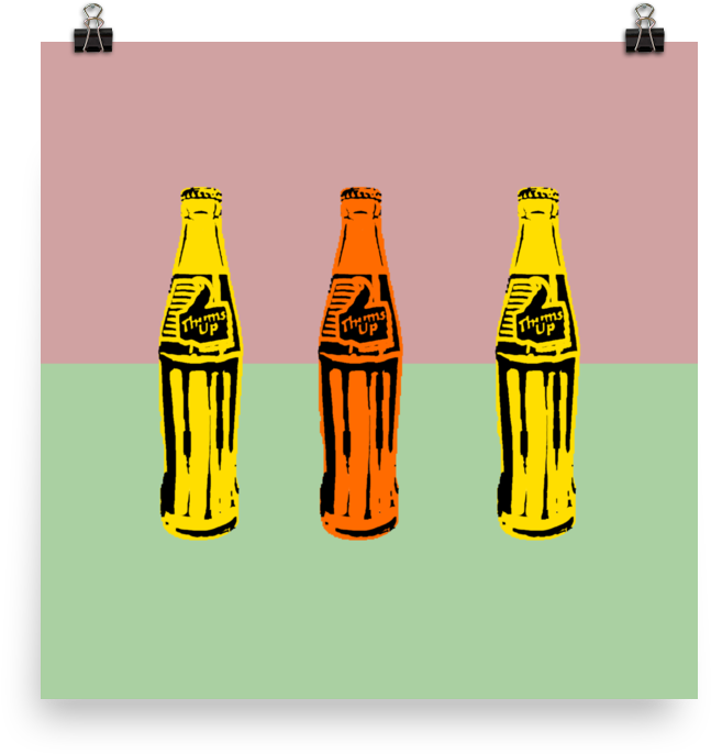 Thums Up Pink/mint Pop Art - Glass Bottle (1000x1000), Png Download