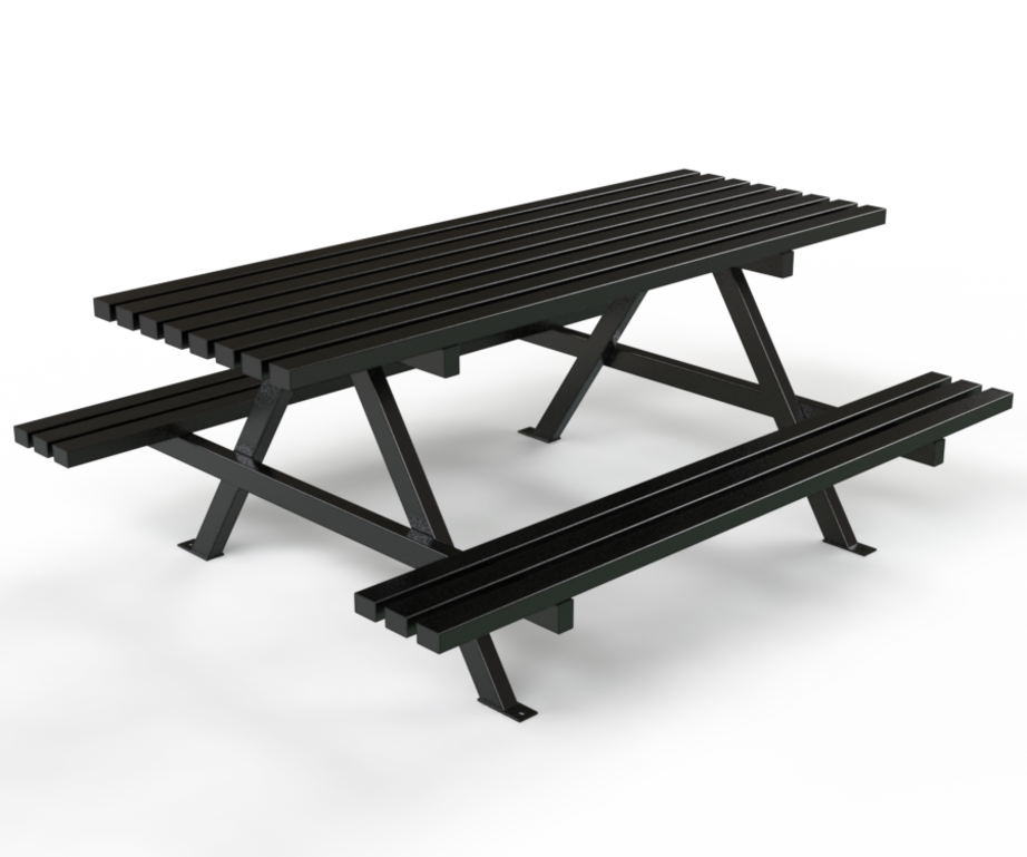 A Frame Picnic Table - Black Picnic Table Png (922x769), Png Download
